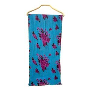 Turquoise & Fushia Floral Printed Scarf 16"x 65"